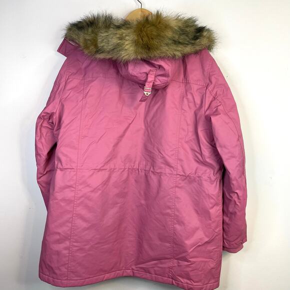 J Crew Perfect Parka Primaloft Pink Winter Snow Coat Faux Fur Hooded Womens XXL - Picture 9 of 17